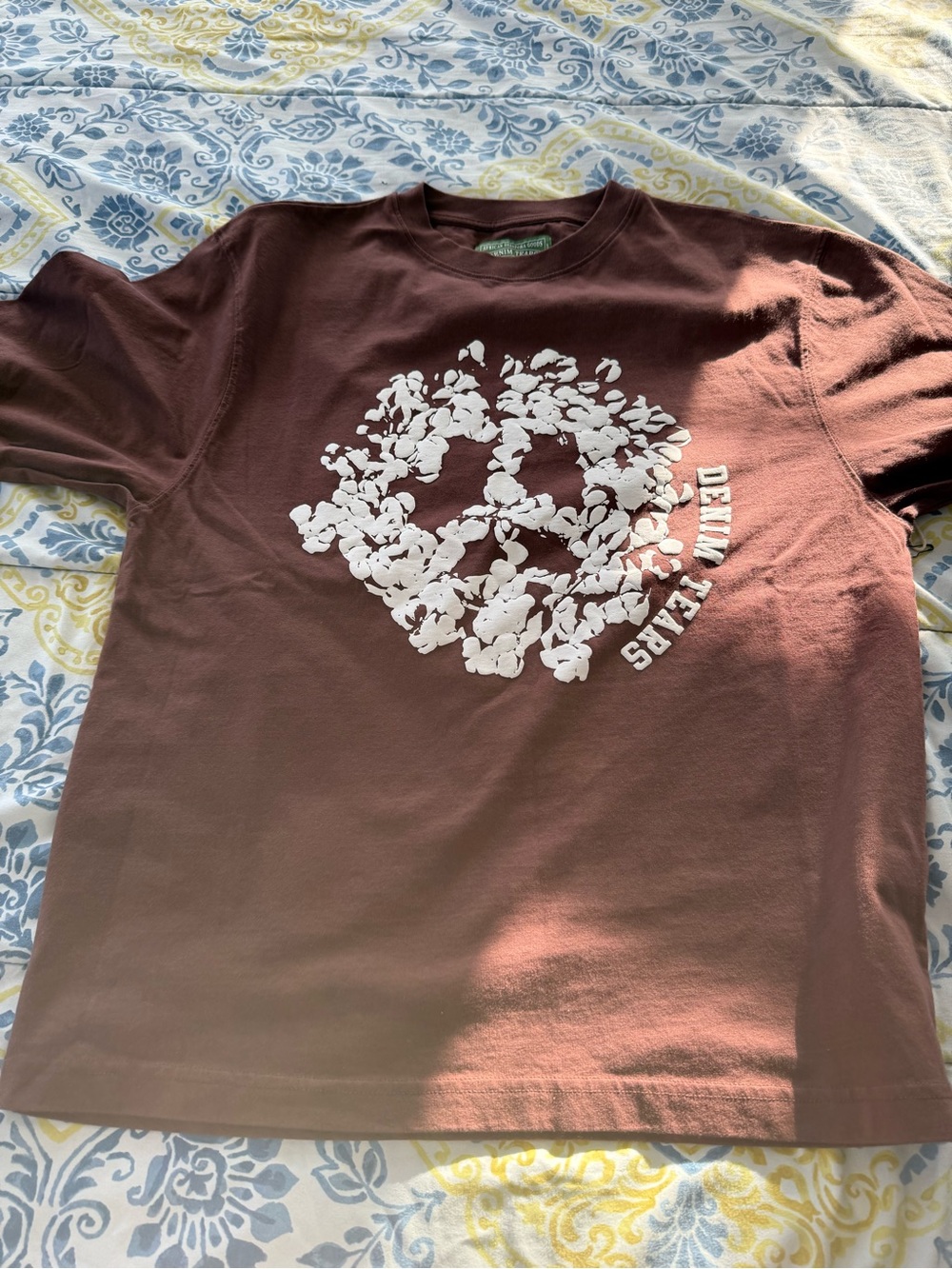 Denim Tears Brown Long Sleeve Tee with White Logo Patch